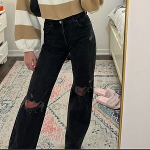 Zara Washed Black Denim Waistband